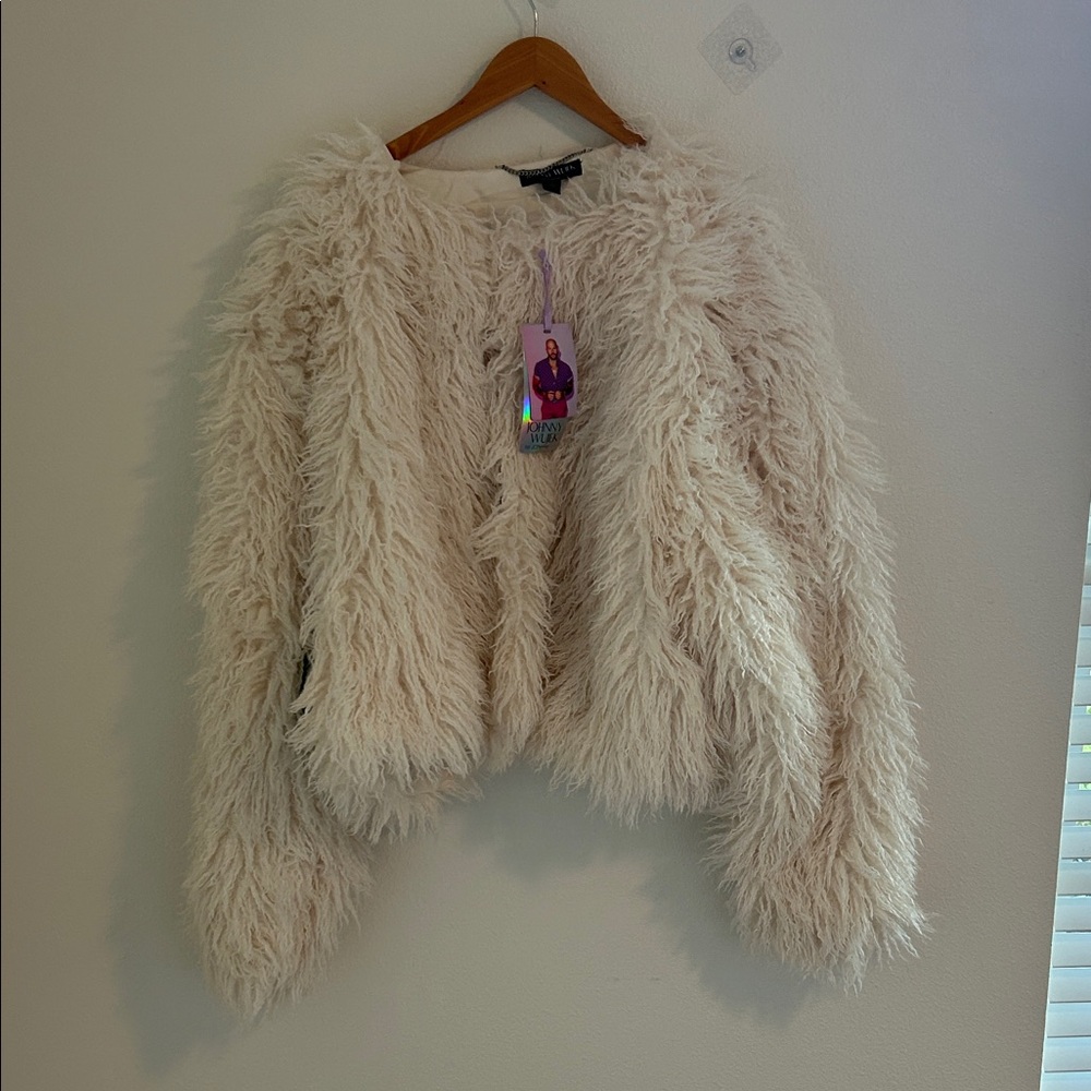 Women's Cream Faux Fur Jacket